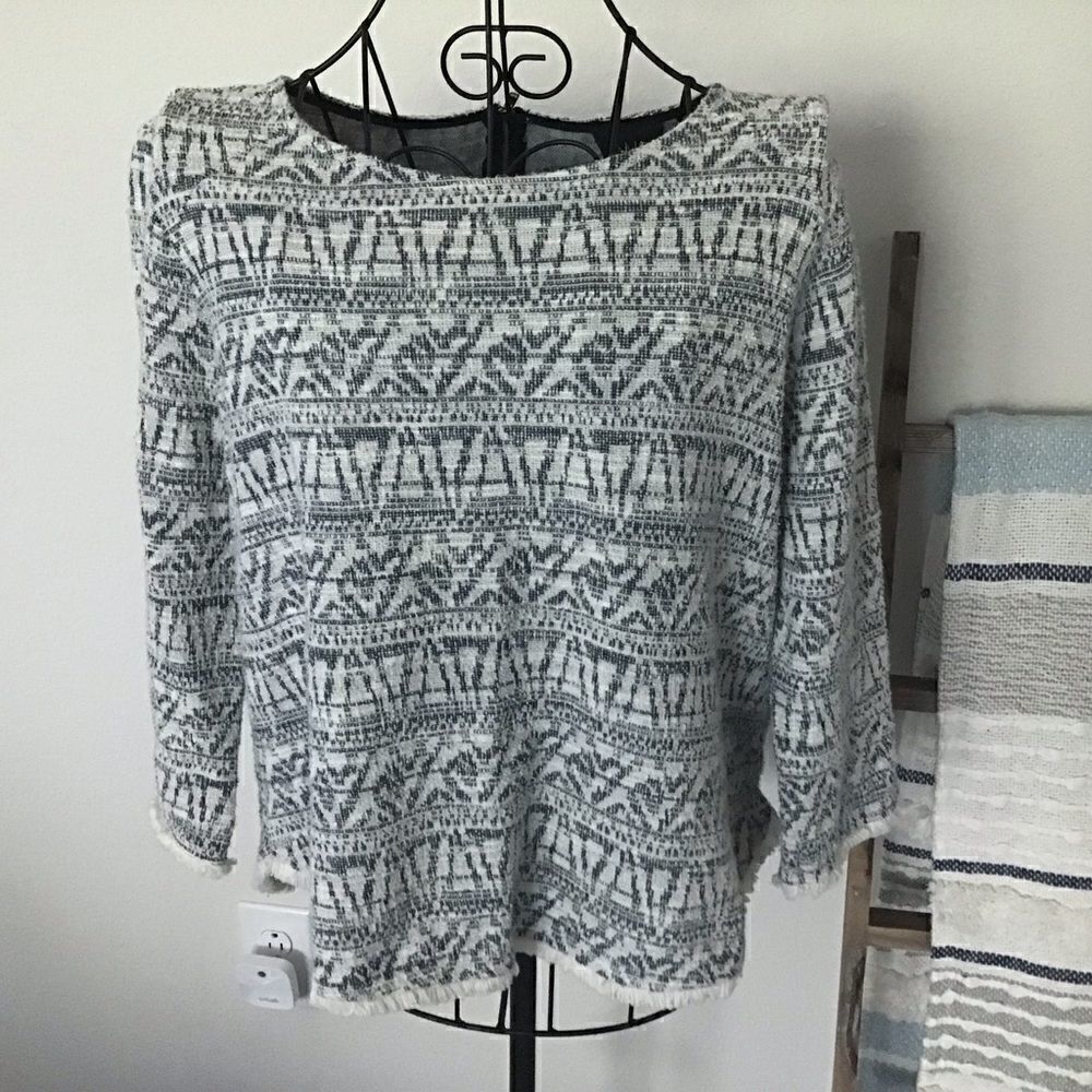 Anthropologie W5 Aztec Style Fringe Sweater